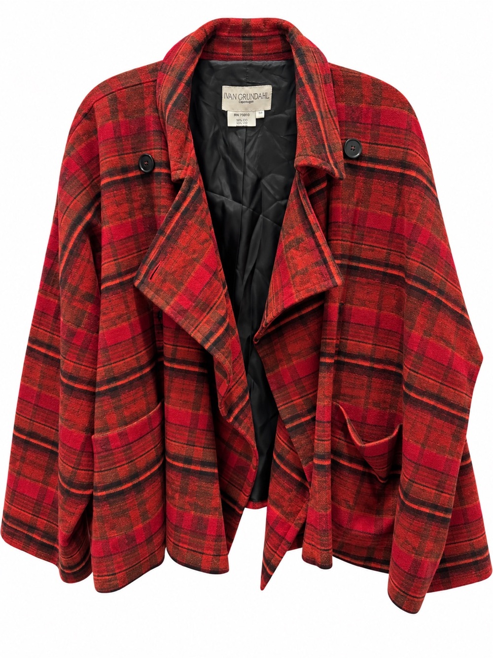 Ivan Grundahl Copenhagen Red Plaid Wool Jacket size 38